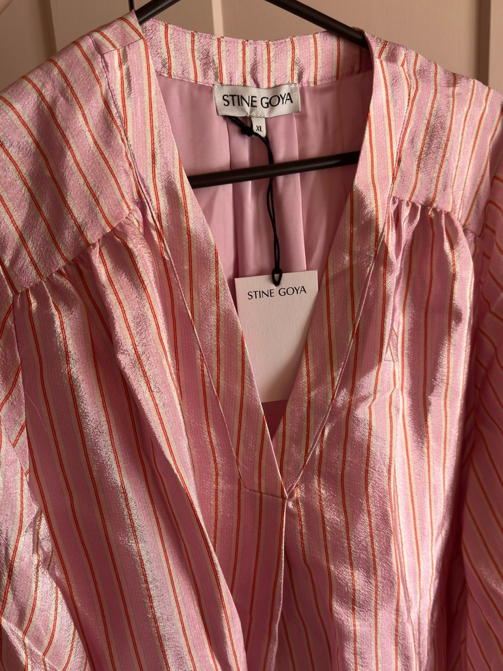 BNWT Stine Goya dress, shiny pink stripe